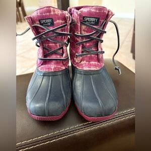 Sperry Saltwater Ankle Rubber Boots Magenta Tie Dye Little Kid Size 12M